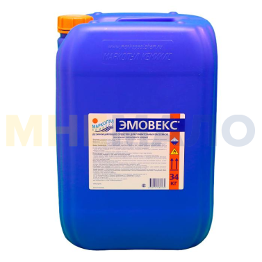 ЭМОВЕКС, 30л(34кг) канистра, жидкий хлор для дезинфекции воды (водный раствор гипохлорита натрия)