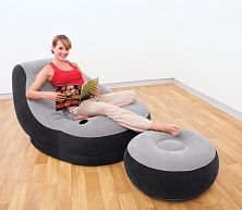 Надувное кресло 102х137х79см "Ultra Lounge" с пуфиком 64х28см, 100кг, арт.68564