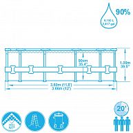 Каркасный бассейн Steel Pro Max 366х100см, 9150л, фил.-насос 2006л/ч, лестница, арт.56418 BW