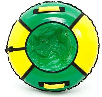 Надувная ватрушка (тюбинг) 85см "Классик" зеленый/желтый с автокамерой, арт.ТБ1К