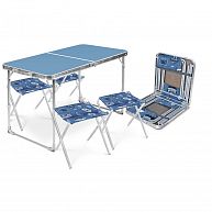 Набор складной стол и 4 стула (ССТ-К2) голубой, до20/90кг, арт.ССТ-К2/4
