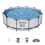 Каркасный бассейн Steel Pro Max 366х100см, 9150л, с навесом, фил.-насос 2006л/ч, лестница, арт.5619N BW