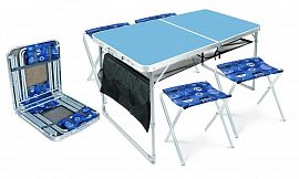 Набор складной стол и 4 стула (ССТ-К3/4) голубой, до 20/90кг, арт.ССТ-К3/4