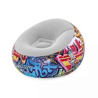 Надувное кресло 112x112x66см "Inflate-A-Chair Graffiti", арт.75075 BW