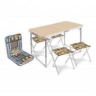 Набор складной стол и 4 стула (ССТ-К2) кофе с молоком-сафари, до20/90кг, арт.ССТ-К2/5