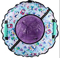 Надувная ватрушка (тюбинг) 85см "С пингвинами" с автокамерой, арт.ТБ2К